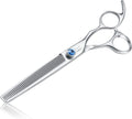 7" 50 Teeth Thinning Dog Grooming Blending Scissor, Ergonomic Pet Grooming Thinner Blender Shears Cat Trimming Texturizing Kit with Offset Handle and a Jewelled Screw 30% Thinning Rate Christmas